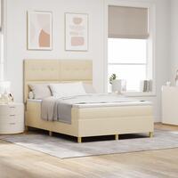 Box Spring Seng med Madras Creme 160x200 cm Stof