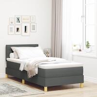 Box Spring Seng med Madras & LED Mørkegrå 90x200 cm Stof