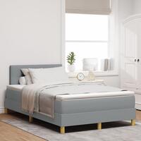 Box Spring Seng med Madras & LED Lysegrå 120x200 cm Stof