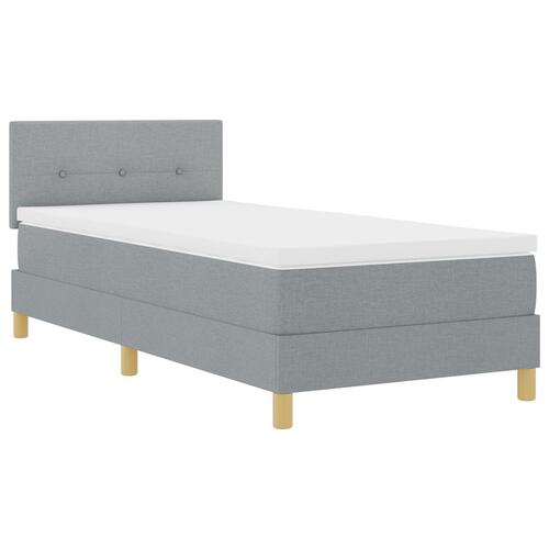 Box Spring Seng med Madras & LED Lysegrå 100x200 cm Stof