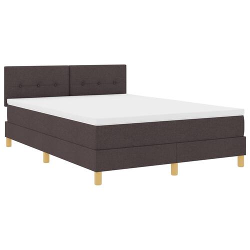Box Spring Seng med Madras & LED Mørkebrun 140x190 cm Stof
