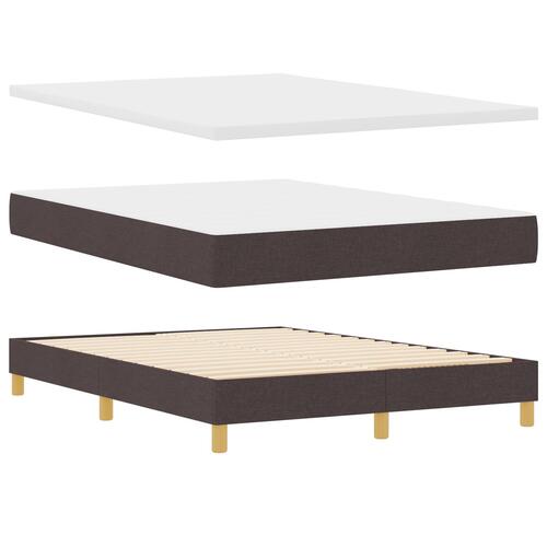 Box Spring Seng med Madras & LED Mørkebrun 140x190 cm Stof