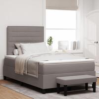 Box Spring Seng med Madras & Bænk Taupe 120x200 cm Stof
