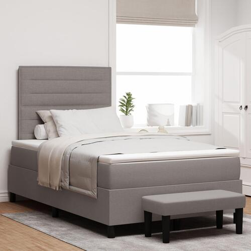 Box Spring Seng med Madras & Bænk Taupe 120x200 cm Stof