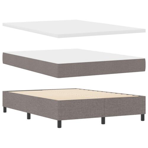 Boksmadras med madras & bænk taupe 140x190 cm stof