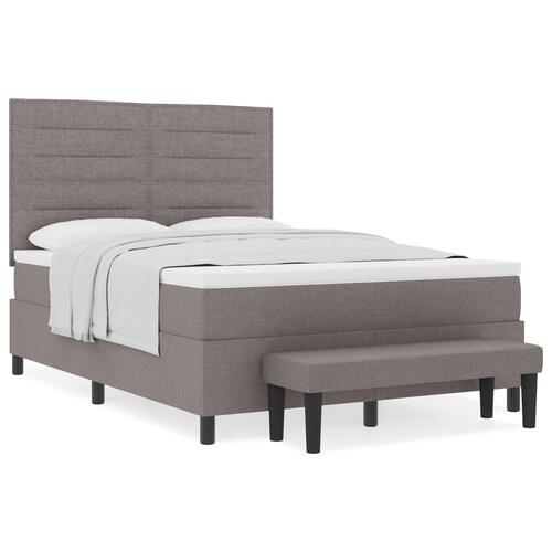 Boksmadras med madras & bænk taupe 140x190 cm stof