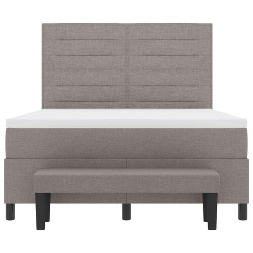 Boksmadras med madras & bænk taupe 140x190 cm stof