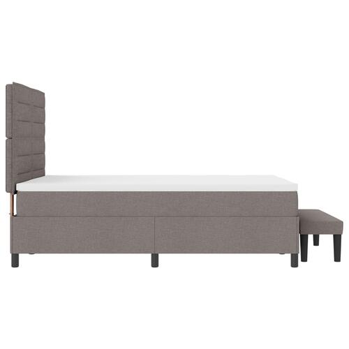 Boksmadras med madras & bænk taupe 140x190 cm stof