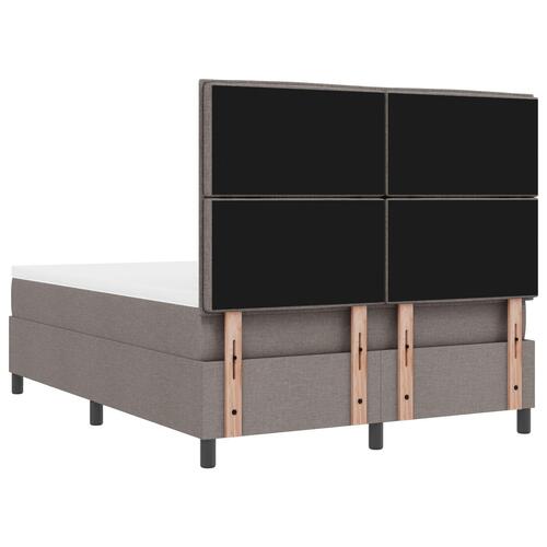 Boksmadras med madras & bænk taupe 140x190 cm stof
