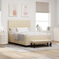 Box Spring Seng med Madras & Bænk Creme 140x200 cm Stof