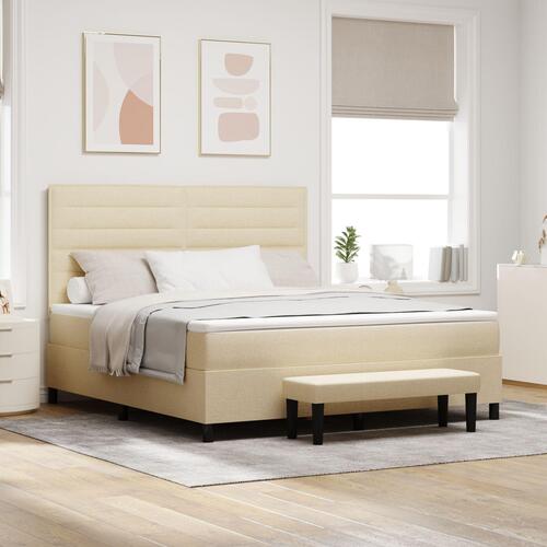 Box Spring Seng med Madras & Bænk Beige 180x200 cm Stof