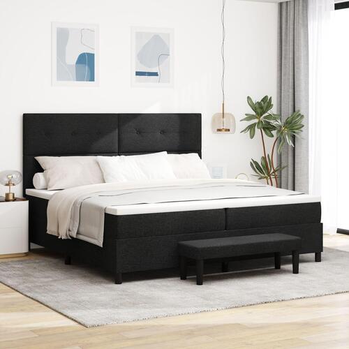 Box Spring Seng med Madras & Bænk Sort 200x200 cm Stof