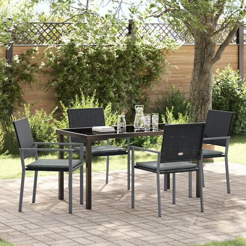 Sæt af 3 Sort PE Rattan 54x62.5x89 cm Slidstærk Have stol