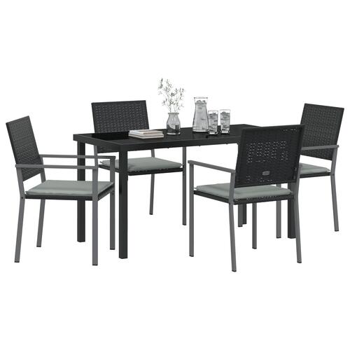 Sæt af 3 Sort PE Rattan 54x62.5x89 cm Slidstærk Have stol