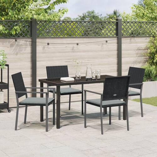 Sæt af 3 Sort PE Rattan 54x62.5x89 cm Slidstærk Have stol