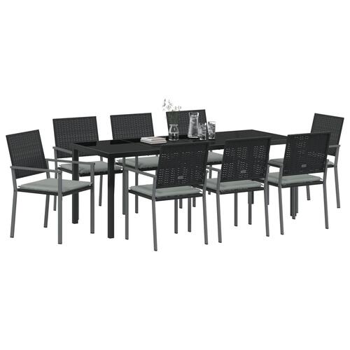 Sæt af 5 Sort Polyrattan Mellem Holdbar Have stol
