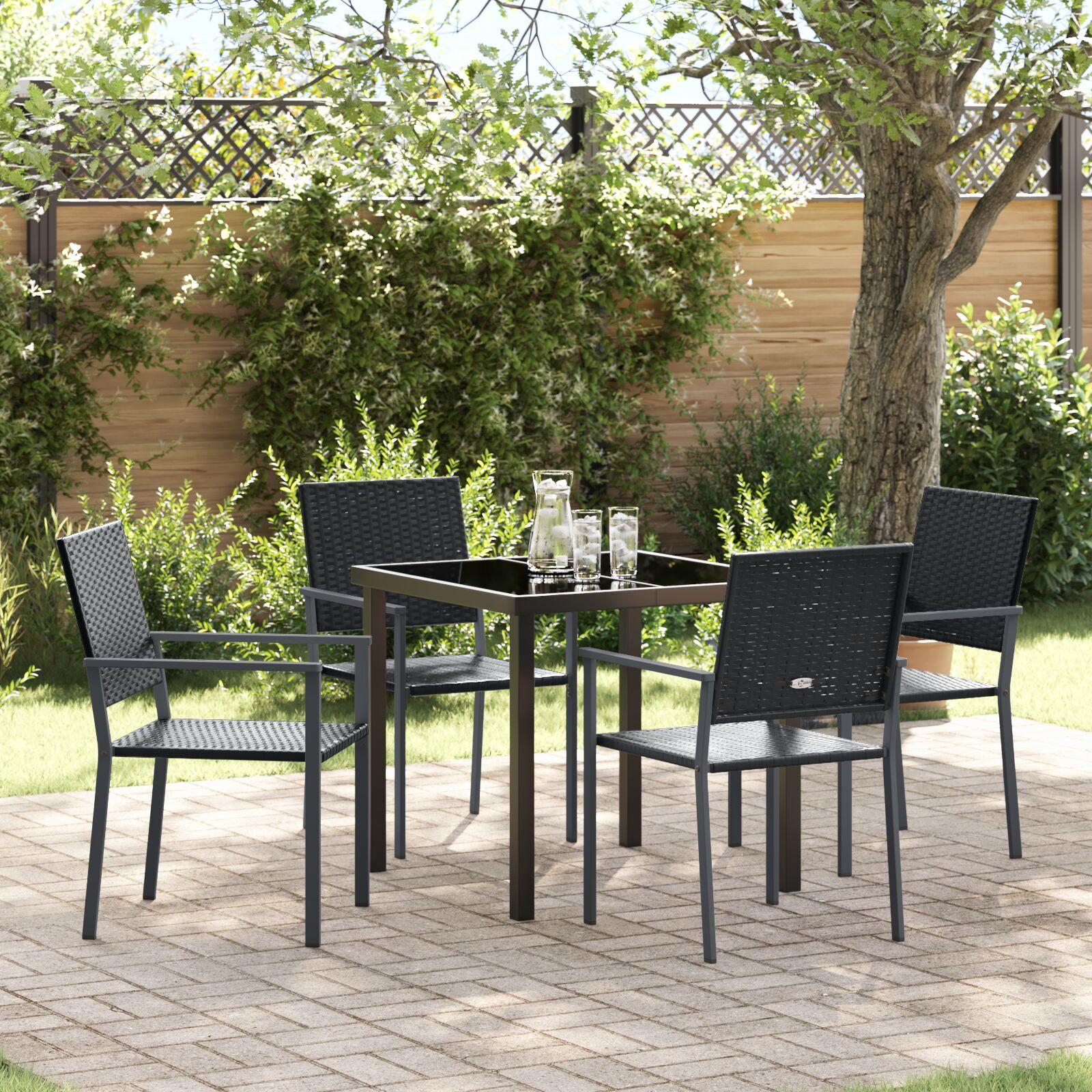 Sæt af 3 Sort PE rattan 54x62.5x89 cm Holdbar Udendørs stol