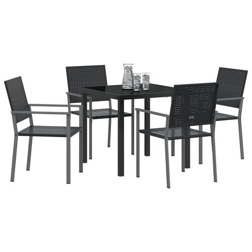 Sæt af 3 Sort PE rattan 54x62.5x89 cm Holdbar Udendørs stol