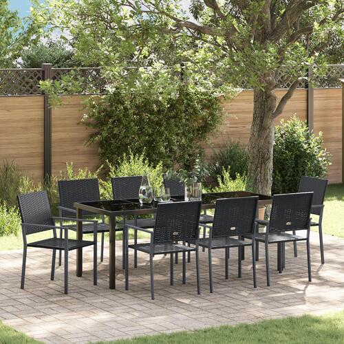 Sæt af 5 Sort PE rattan, Pulverlakeret stål 54 x 62,5 x 89 cm