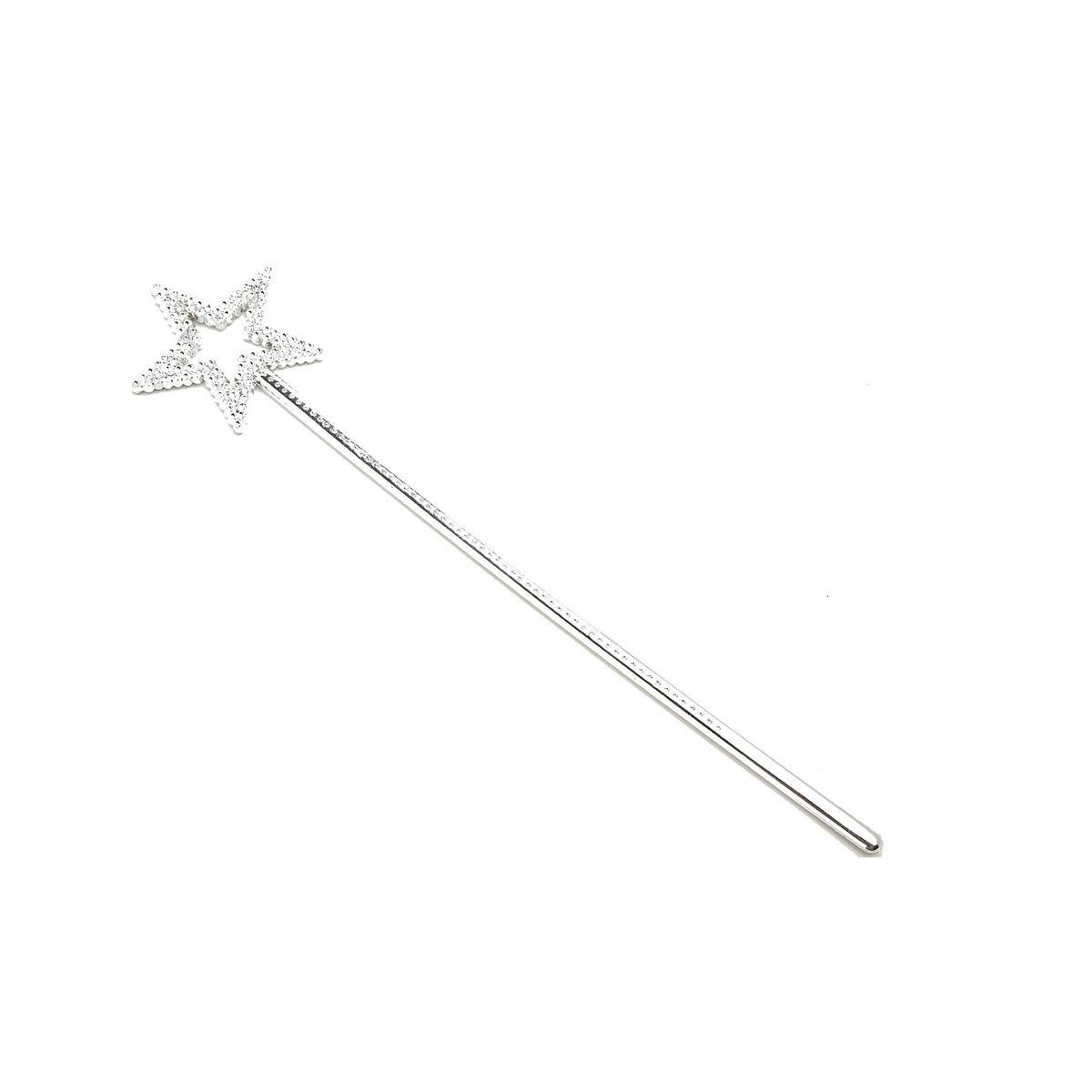 Tryllestav sølv stjerne - 35 x 7,5 cm