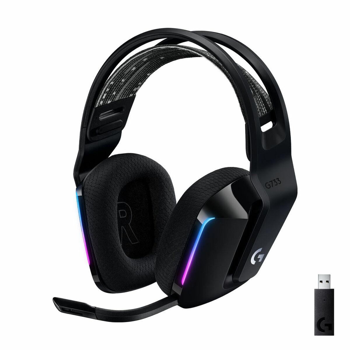 Gaming headset med mikrofon Logitech G733 Lightspeed Headset Sort