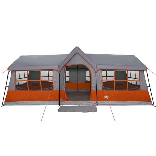 Camping Telt med Vinduer Grå og Orange 12-Personers vandafvisende