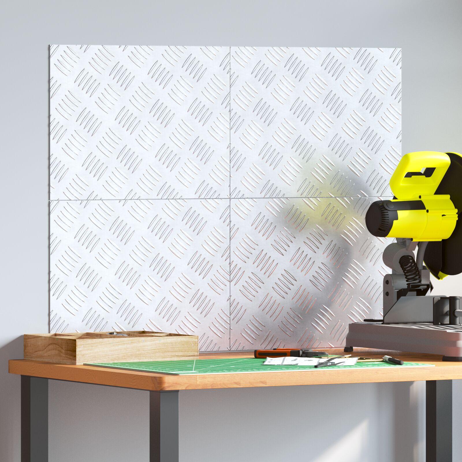 Checker plader 4 stk Sølv 40 x 30 cm Aluminium billede