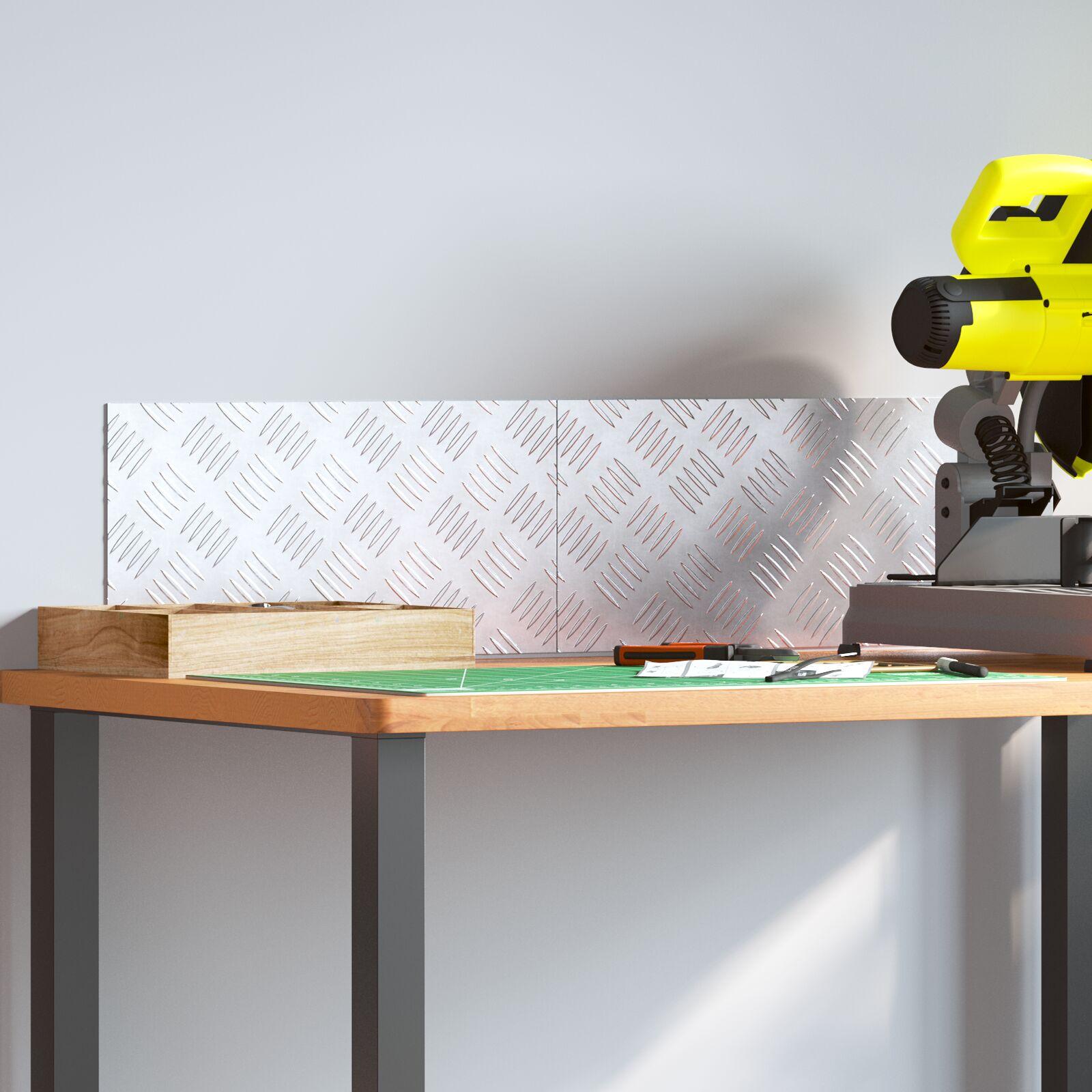 Checker plader 2 stk Sølv 40 x 20 cm Aluminium billede