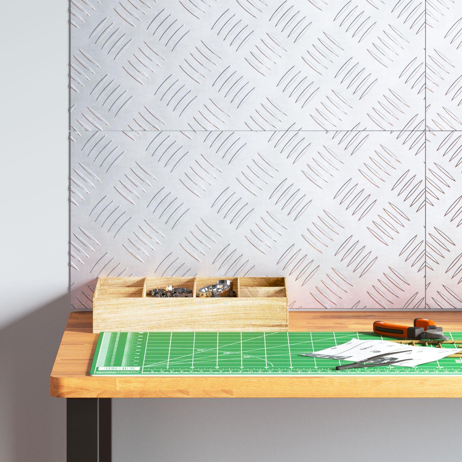 Checker plader 4 stk Sølv 50 x 25 cm Aluminium billede