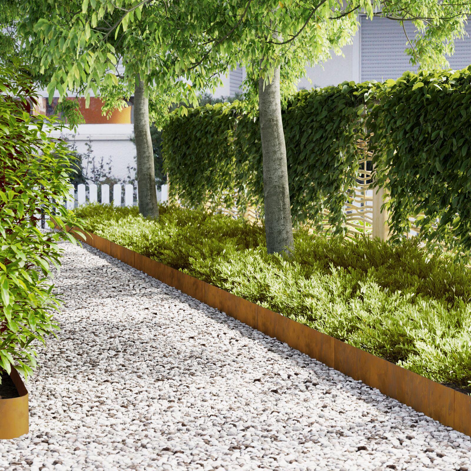 Græsafskærmninger 20 stk 100x0.5x20 cm forvitret stål