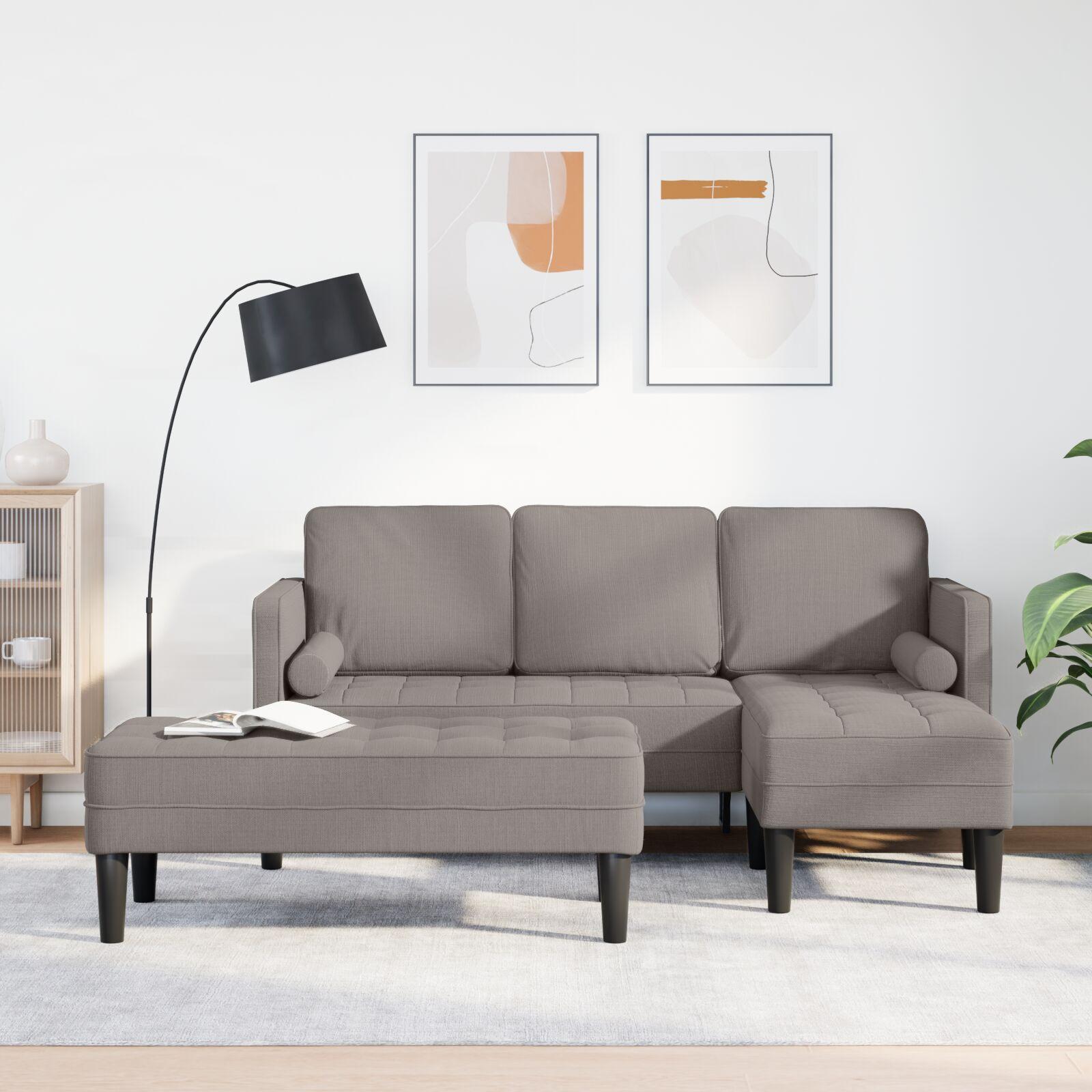 Sofa Sæt 2 Dele Gråbrun 173 X 131 X 67 Cm Stof