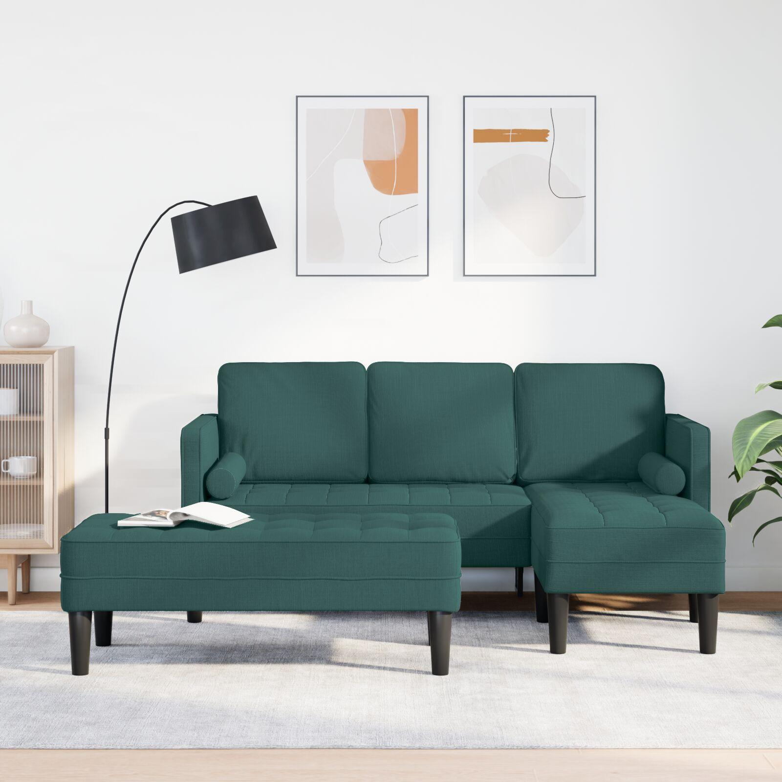 Sofa Sæt 2 stk Mørkegrøn 173 x 131 x 67 cm Stof billede