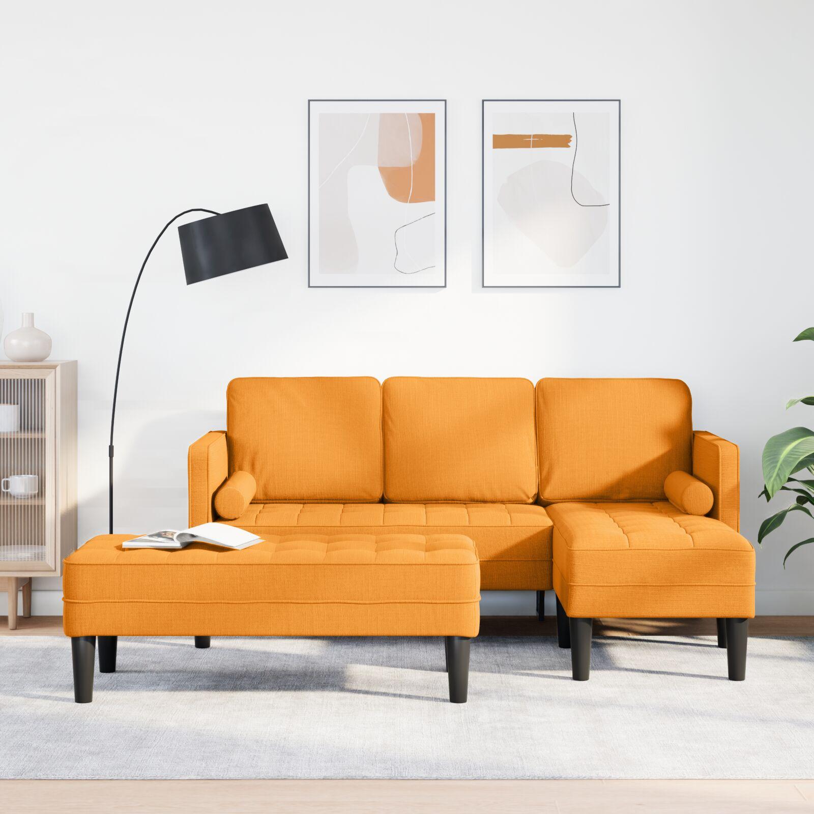 Sofa Sæt 2 stk Mørk Gul 173 x 131 x 67 cm Stof billede