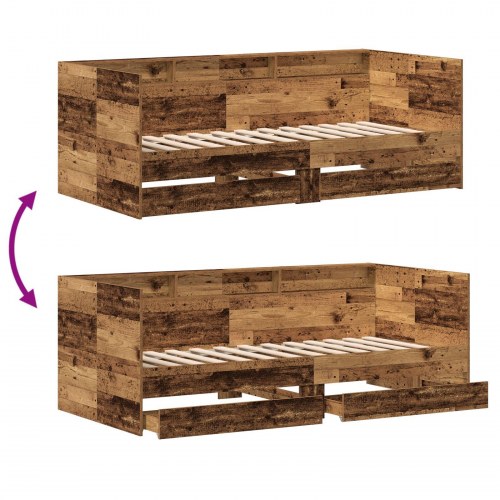 Dagbed med skuffe Genbrugstræ Konstrueret træ 75 x 190 cm Holdbar