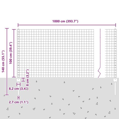 Havehegn Sæt 2 Pak Grå Metal 10 x 1 m Holdbart Havehegn