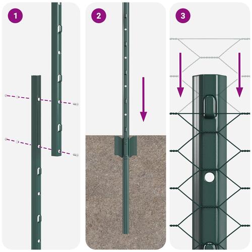 Metal Havehegn Sæt 2 Stk Grøn Metal 25 x 1.2 meter Holdbart