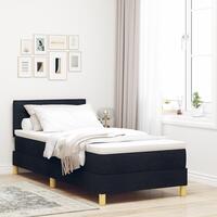 Box Spring Seng med Madras Sort 100x200 cm Stof
