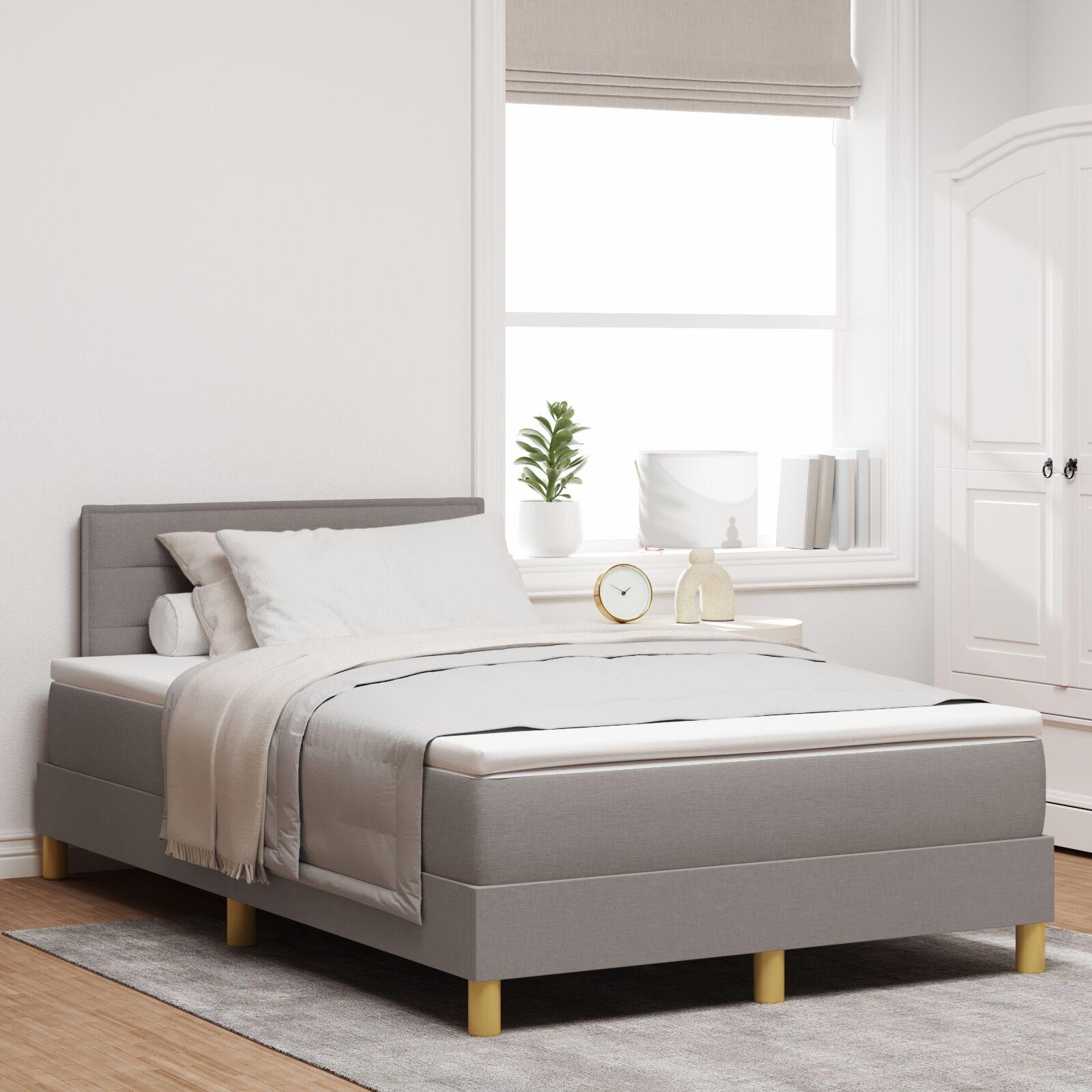 Box Spring Bed med madras Taupe 120x200 cm stof