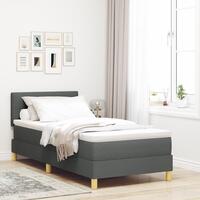 Box Spring Seng med Madras Mørkegrå 100x200 cm Stof
