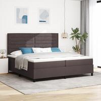 Box Spring Seng med Madras & LED Mørkebrun 200x200 cm Stof