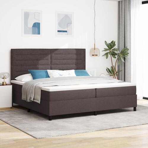 Box Spring Seng med Madras & LED Mørkebrun 200x200 cm Stof
