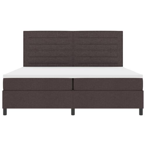 Box Spring Seng med Madras & LED Mørkebrun 200x200 cm Stof