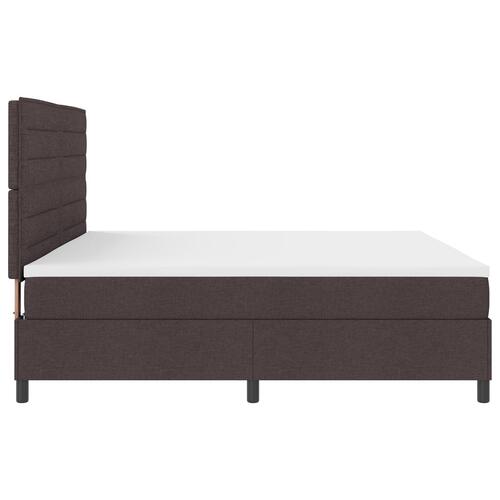 Box Spring Seng med Madras & LED Mørkebrun 200x200 cm Stof