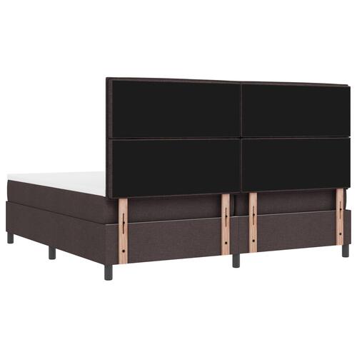 Box Spring Seng med Madras & LED Mørkebrun 200x200 cm Stof