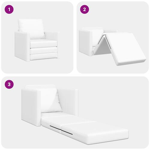 Gulv Sofa Bed 2-i-1 Hvid 74x77x81 cm Kunstlæder