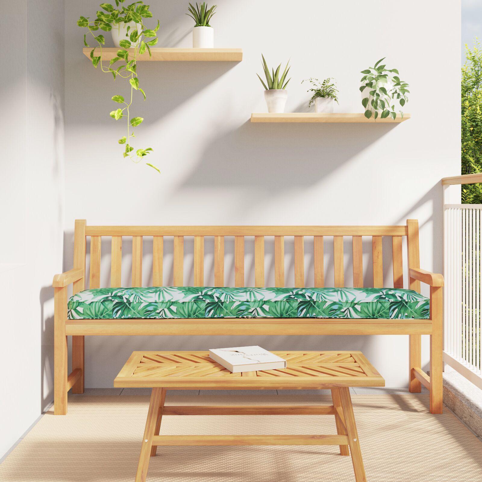 Pallepuder til bænk 2 stk Bladmønster 200x40x8 cm Oxford-stof