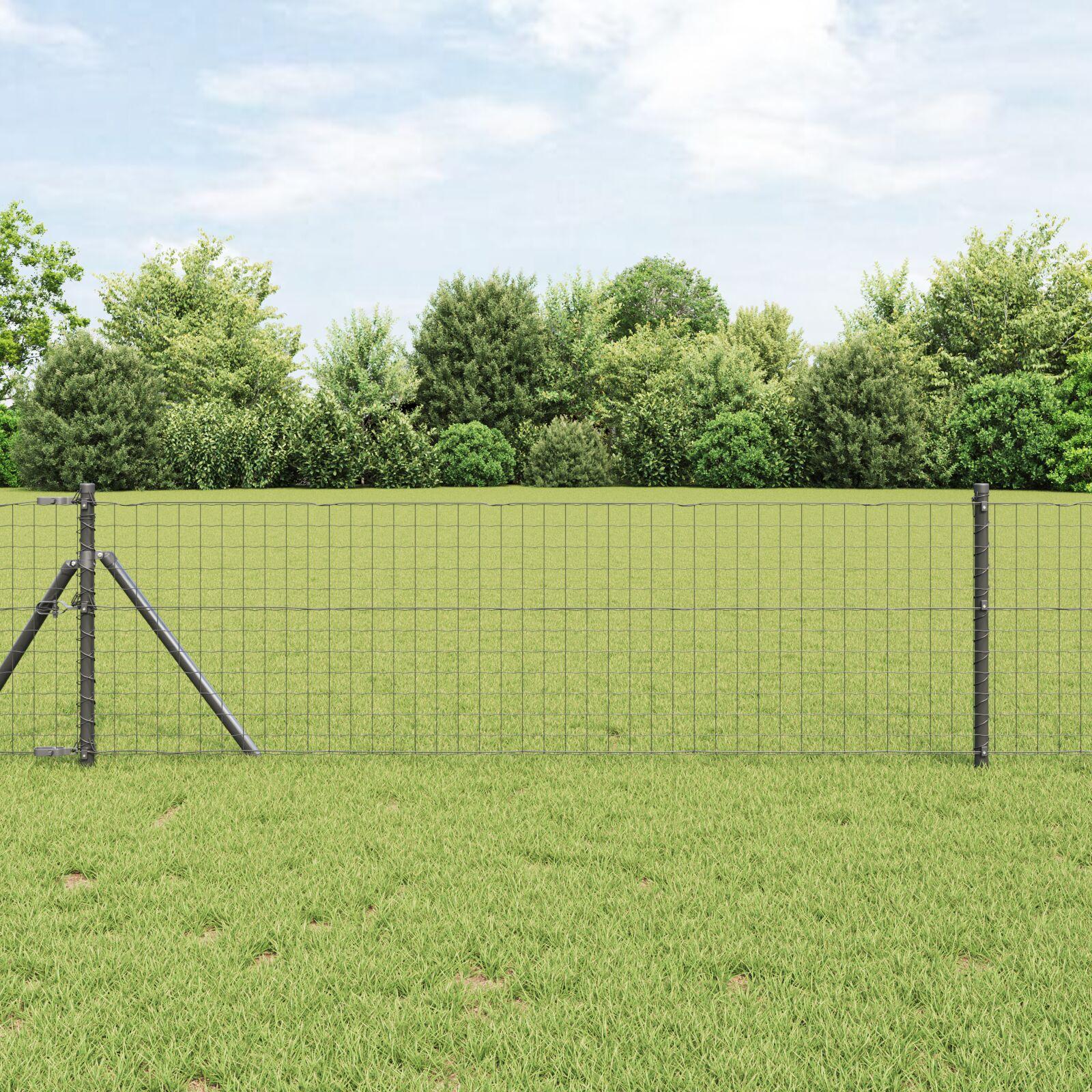 Hegnssøjler 13 stk Grå Ø32mm 100 cm Galvaniseret stål billede