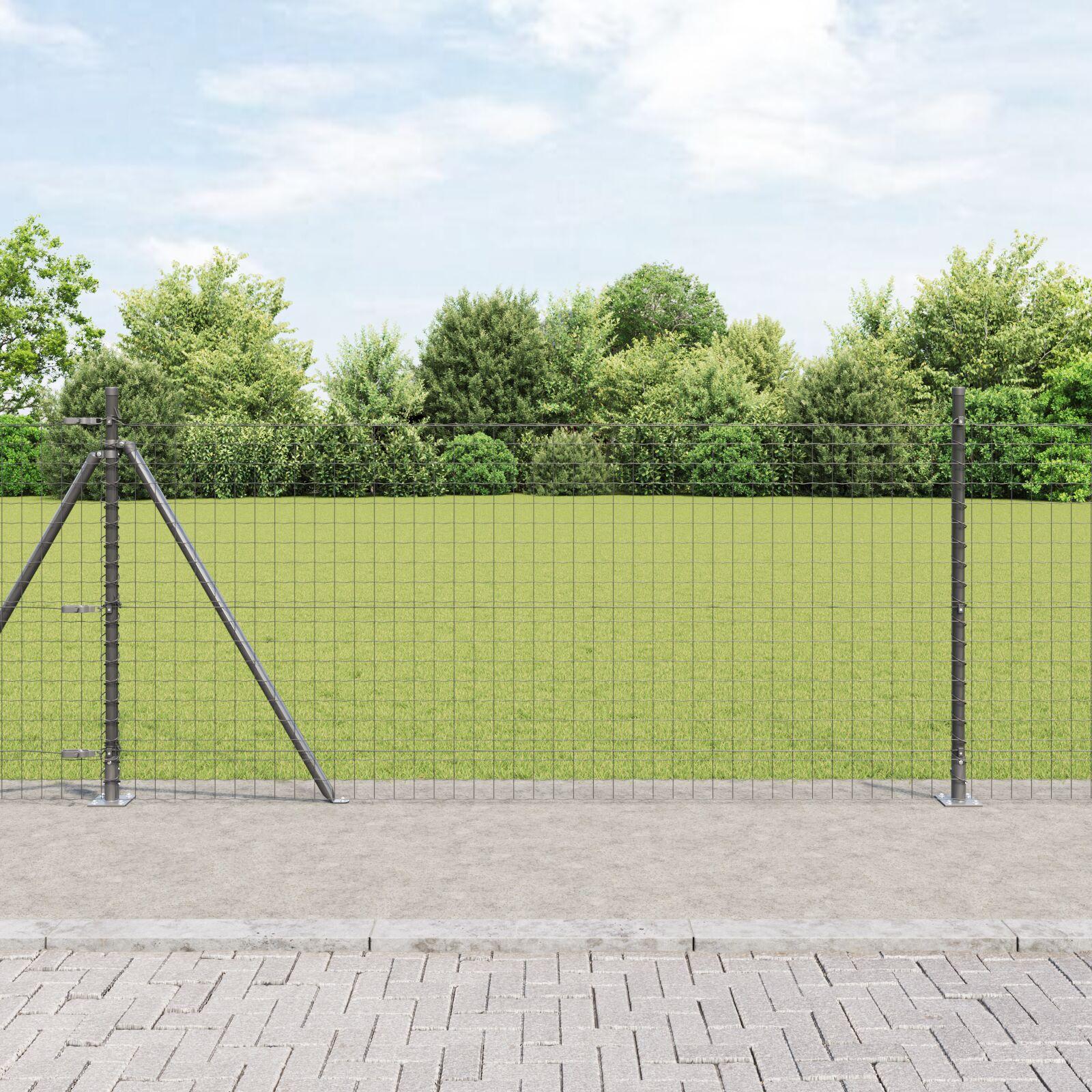 Stolper med Baseplader 13 stk Ø32mm 90cm Galvaniseret Stål