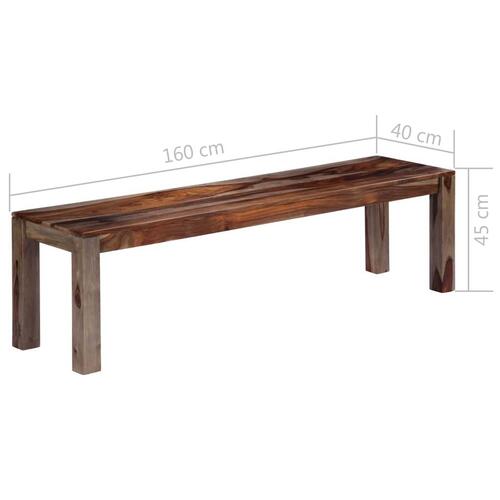 Bænk massivt sheeshamtræ 160 cm grå