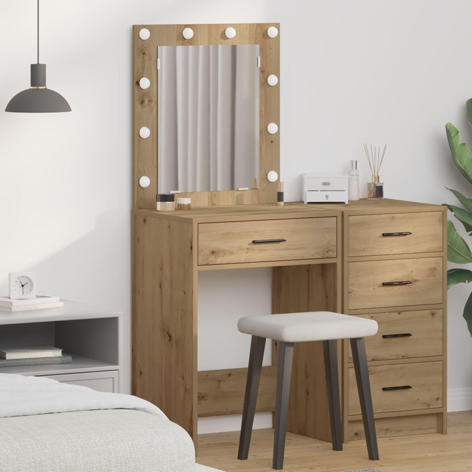 Dressing Table med LED-lamper Artisan Oak 50x41x135 cm